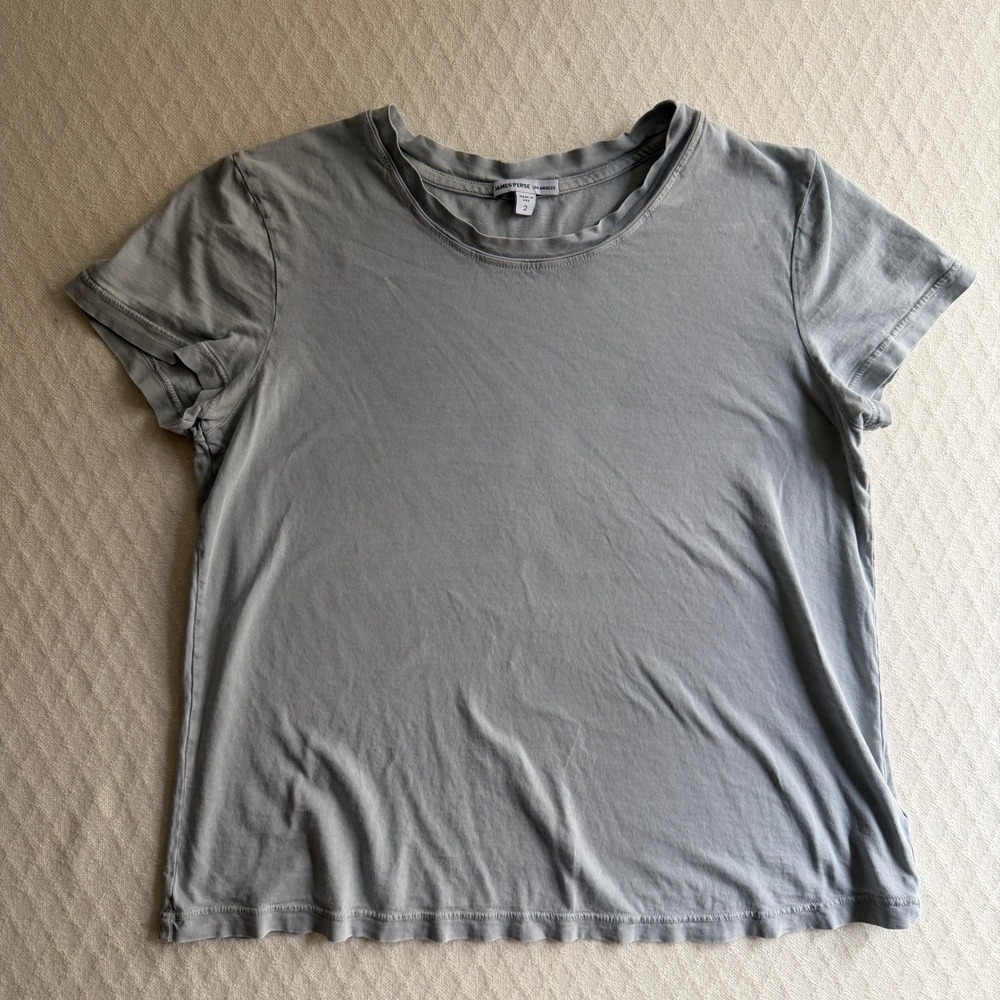 James Perse Crew Neck Tee Short Sleeve Blue Cotton Minimalist Medium USA WLJ3114